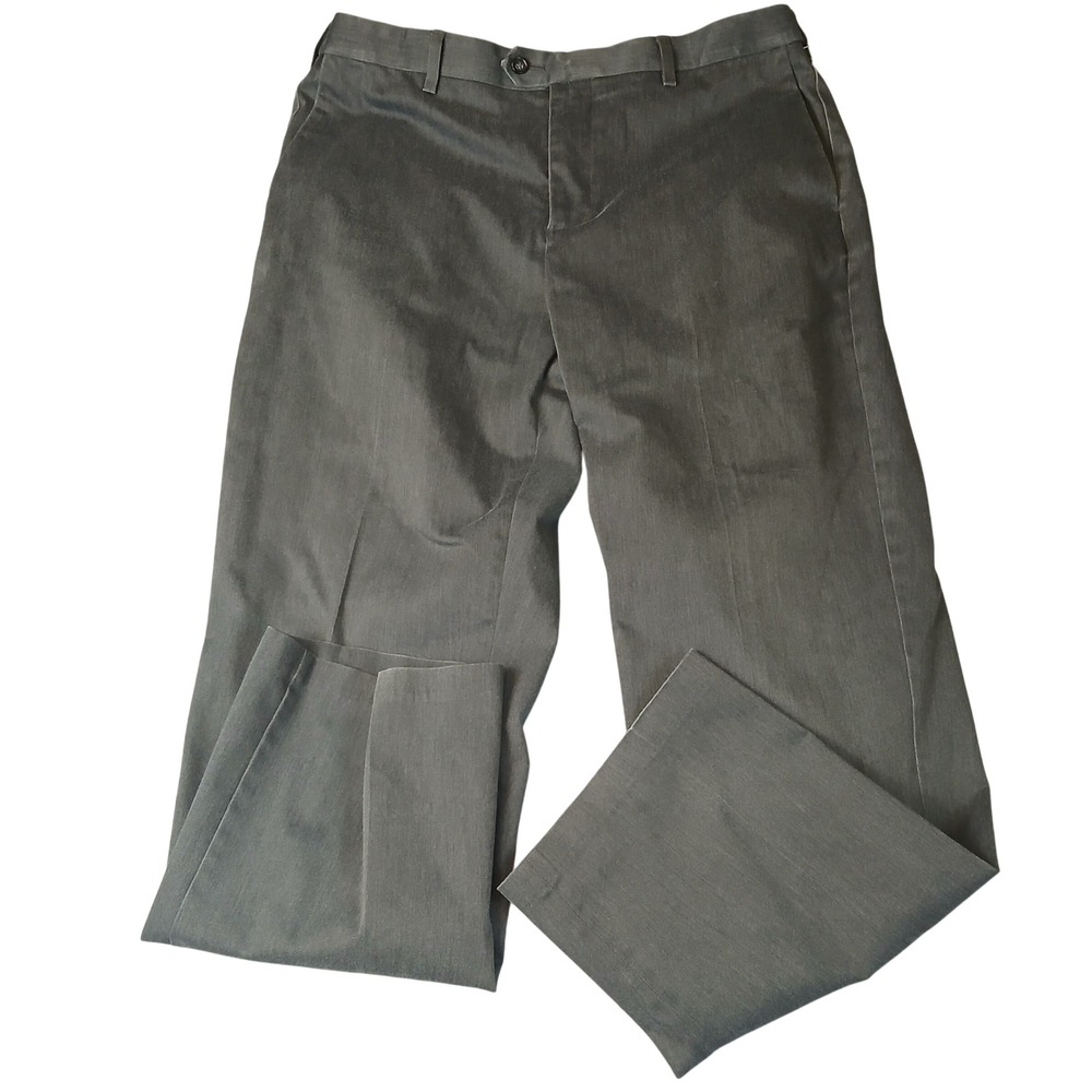 Croft & Barrow Dress Pants Men 36x32 Gray Classic Fit Stretch Flat Front Trouser